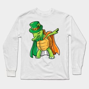 Dabbing Turtle St Patricks Day Boys Leprechaun Irish Long Sleeve T-Shirt